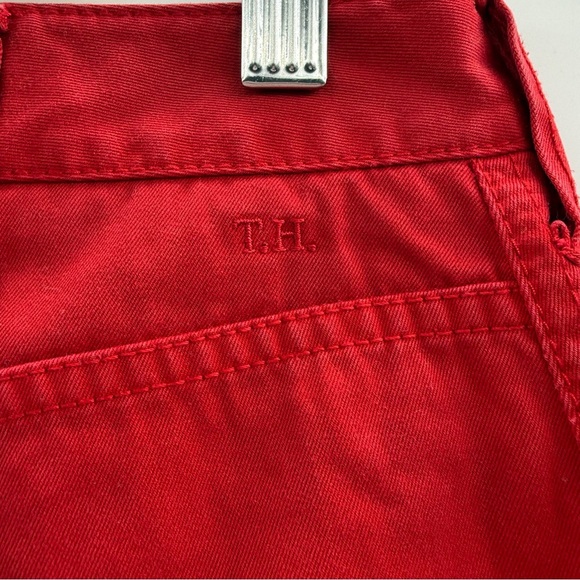 Y2K‎ Tommy Hilfiger Red Mid Rise Circle O-Ring Pockets Shorts Sz 32 - Picture 7 of 10